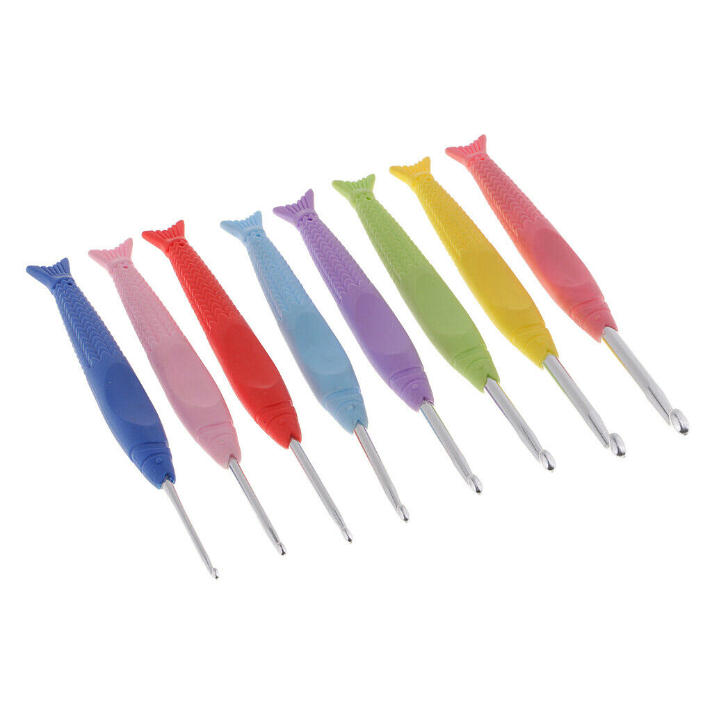 8pcs Silica Gel Handle Aluminum Crochet Hook Set 2.5mm 6.0mm For DIY