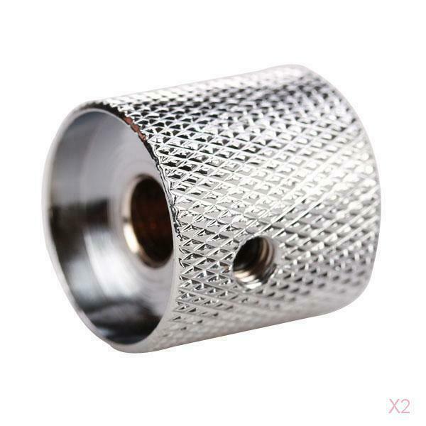 2x Chrome Plated Metal Domed Volume Tone Control Knobs Electric Guitar Part