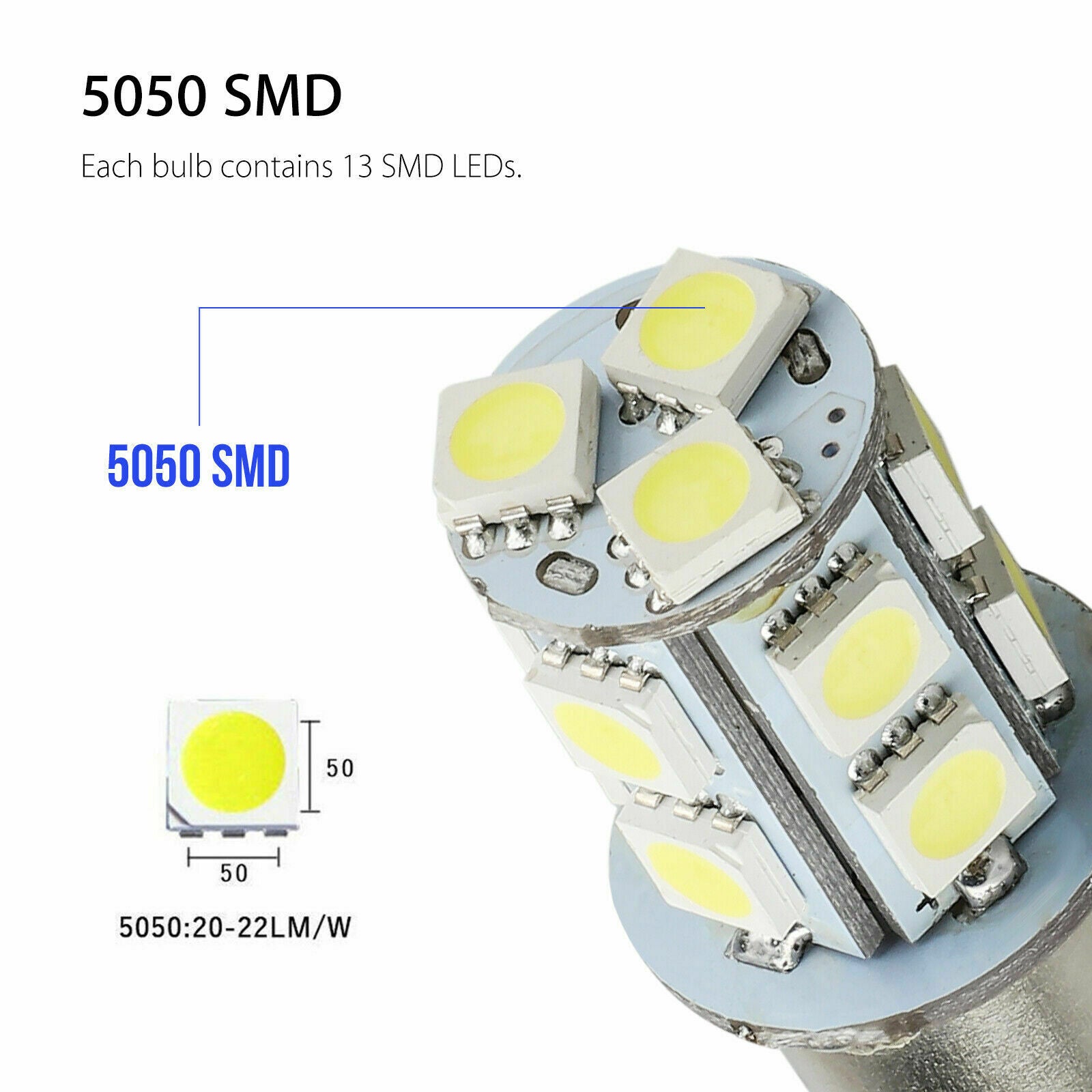 20X Super White 1156 1141 13-SMD RV Camper Trailer LED Interior Light Bulbs 12V