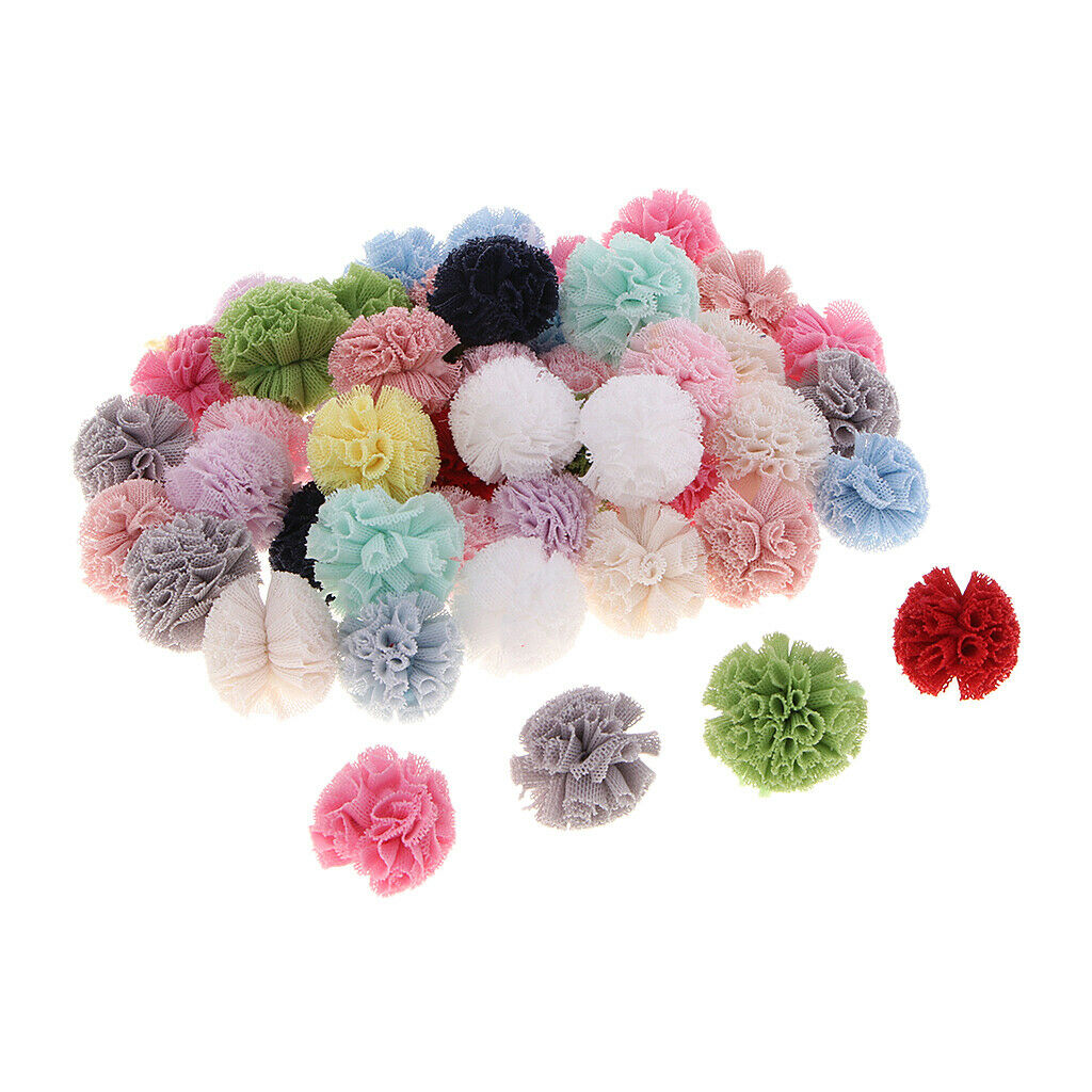 Packs of 50 Multi Color Tulle Pom Poms for Classroom Kindergarten Handmade