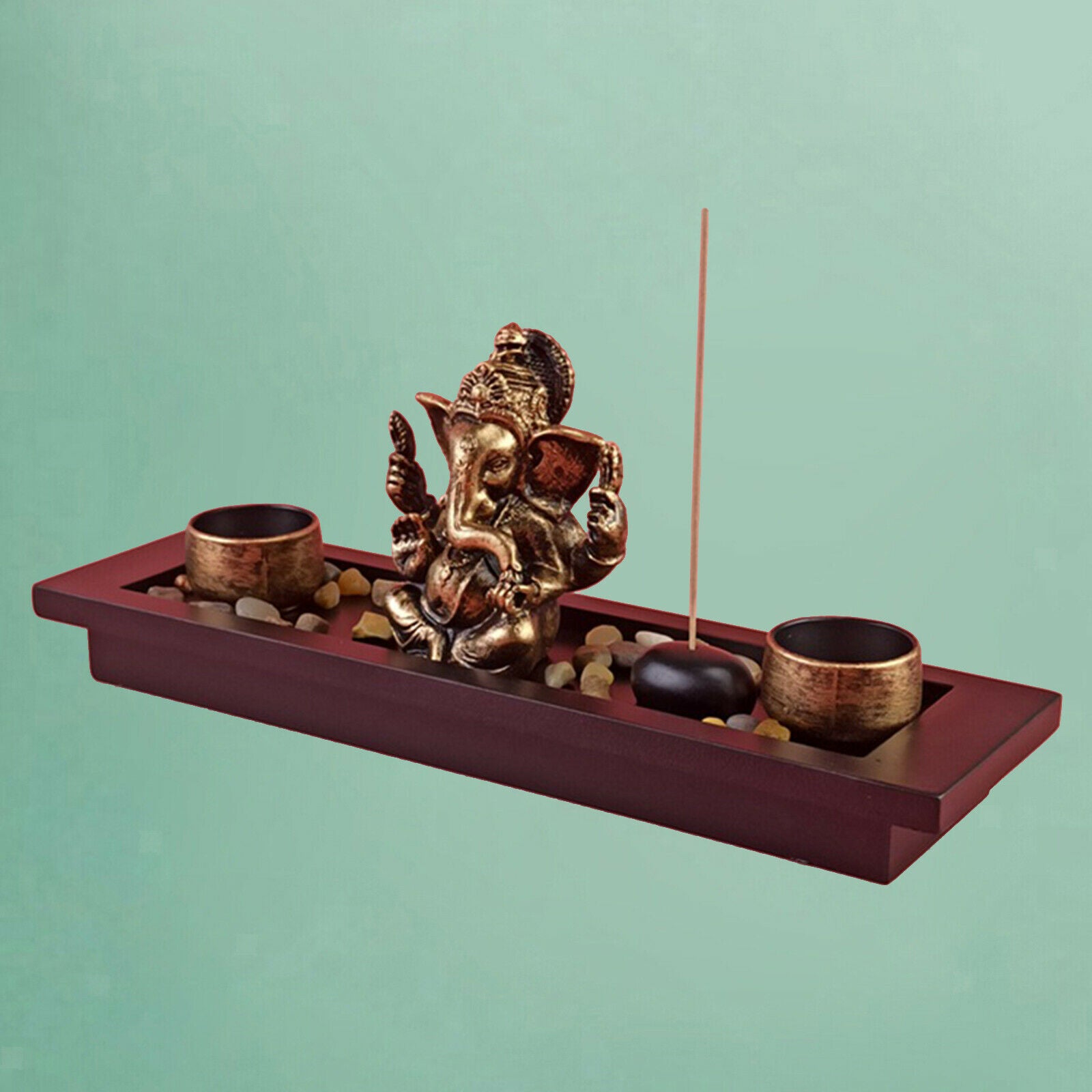 God Lord Ganesha Statue Incense Burner Tray Blessing Home Office Decorations