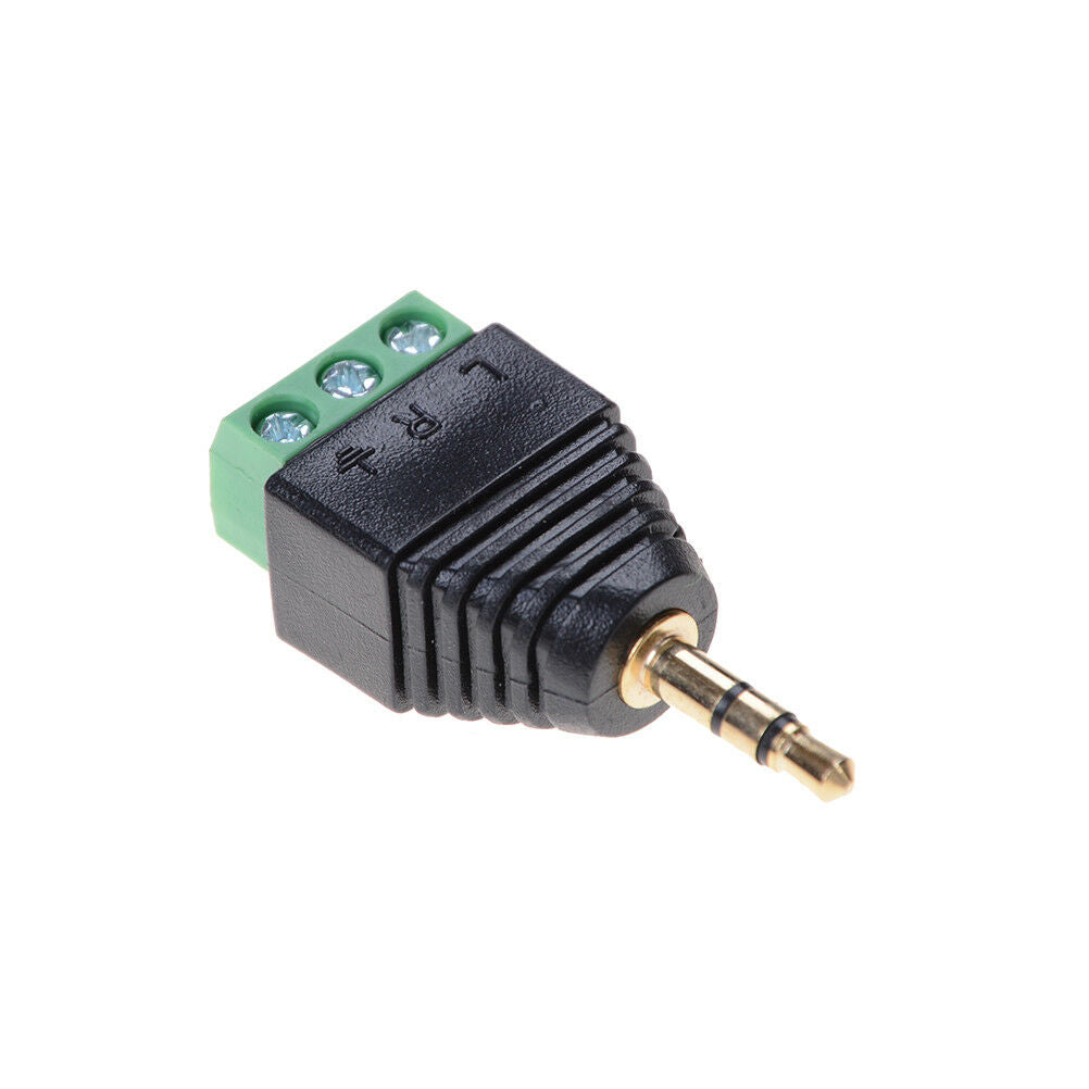 3.5mm Stereo Phone Audio Male Plug Connector Adapter to Terminal Dual Channe Tt