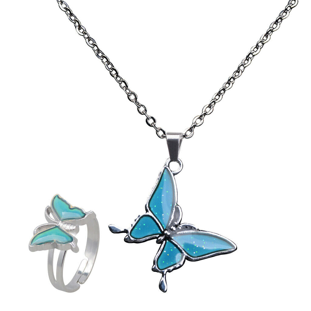 2 Pieces Color Change Mood Emotion Necklace Changeable Jewelry Set Gifts