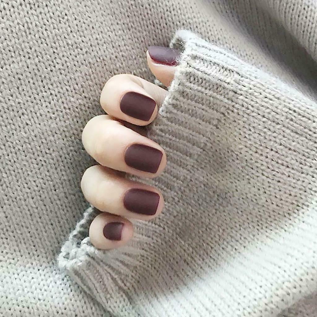 24Pcs Matte Ballerina Coffin Nails Full Cover Short False Nails Art Tips Set