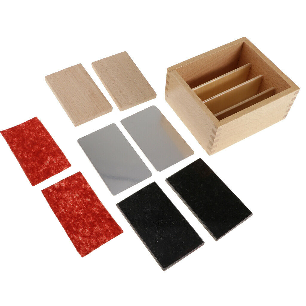 Montessori Sensorial Material Thermic Tactile Sense Tablets in Wooden Box