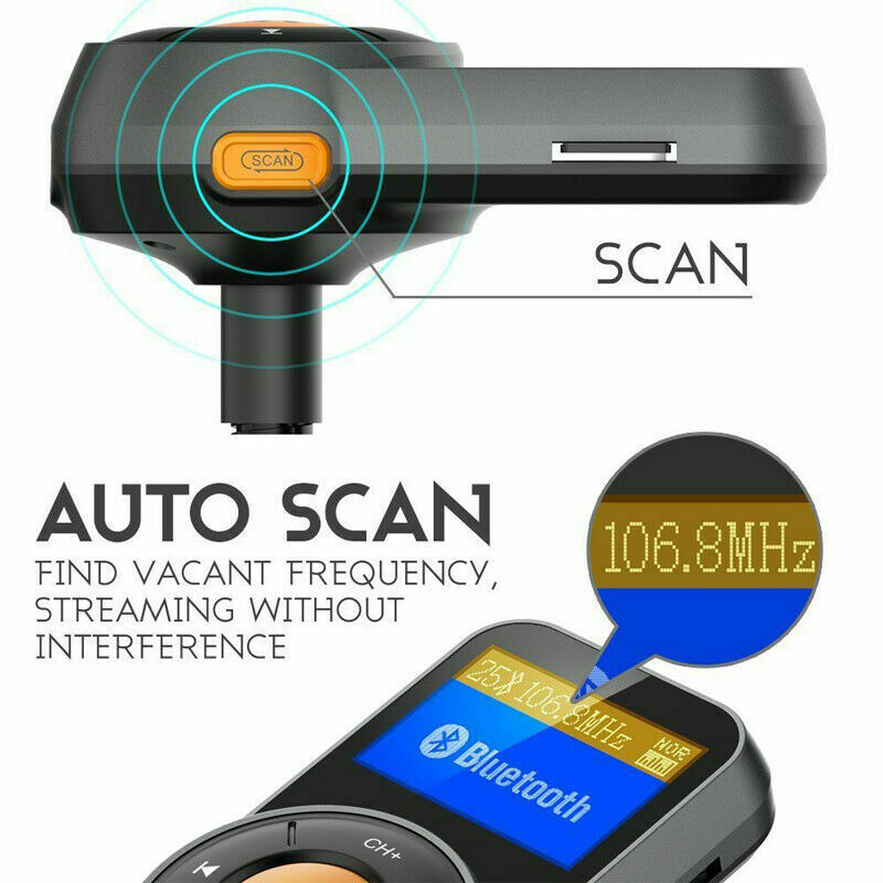 Bluetooth Auto Car FM Transmitter MP3 Player Handsfree USB Charger TF Cigar Plug