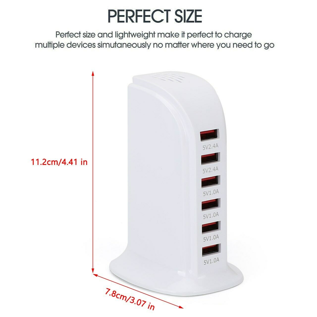 Multi 6 Port USB Charger Rapid Charging Station Desktop Travel Power Adapter USA