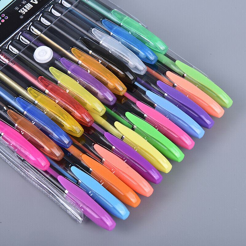 Gel Pens Set Glitter White Ink For Coloring Books Metallic Neon Colored_DD