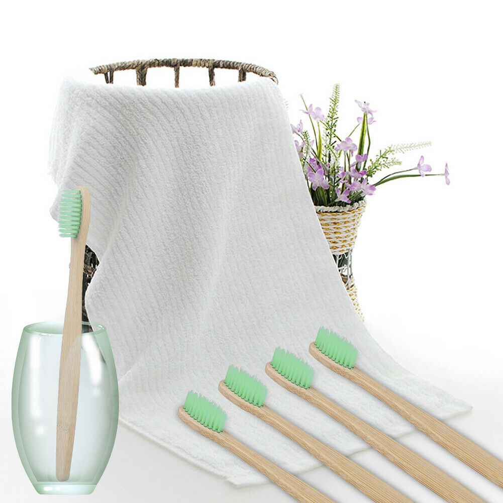 Natural Bamboo Toothbrush BPA Free Color Bristles Pack of 10 Organic Labs