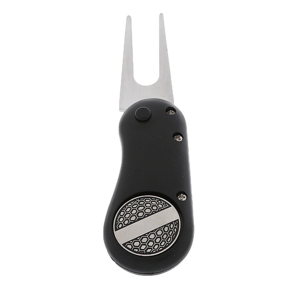 2-in-1 Portable Switchable Folding Golf Divot Tool with Magnetic Ball Marker