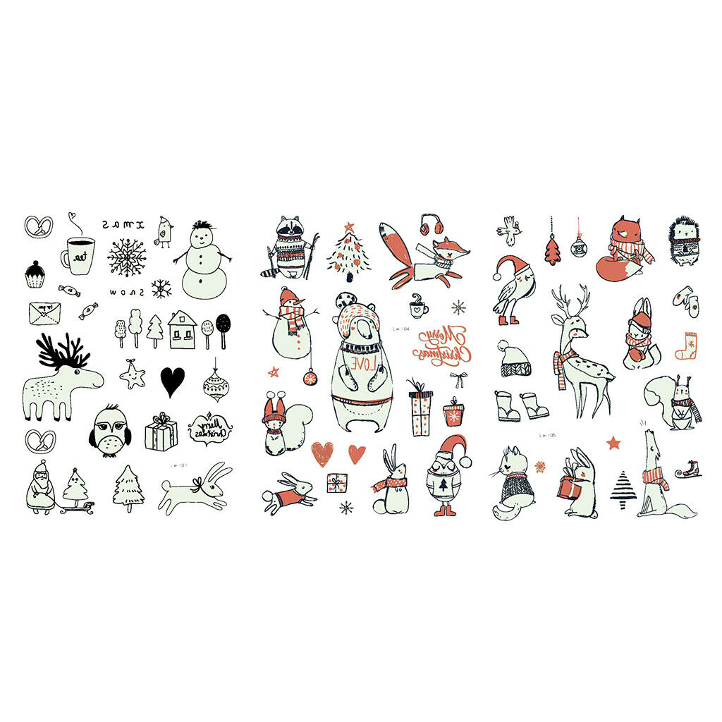 Pieces Stickers Christmas Snowman Santa Elk Letters Water Transfer Decals 03
