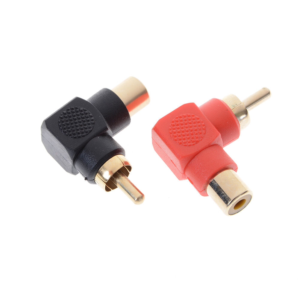 2pcs RCA Right Angle Male to Female Phone Adapters AV Plug Connector 90Deg.l8