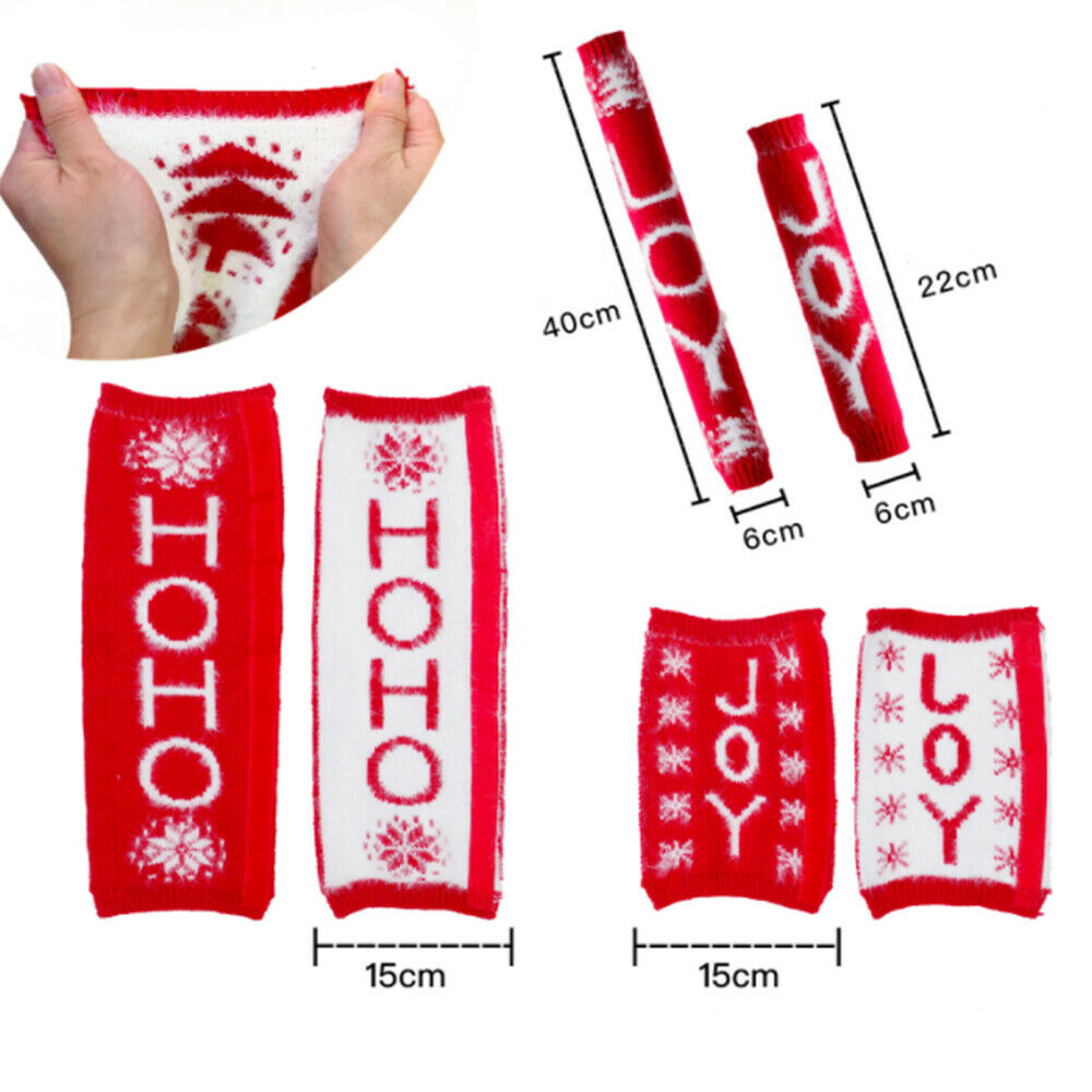 8x Christmas Knitted Double-sided Refrigerator Handle Gloves for Microwave Stove