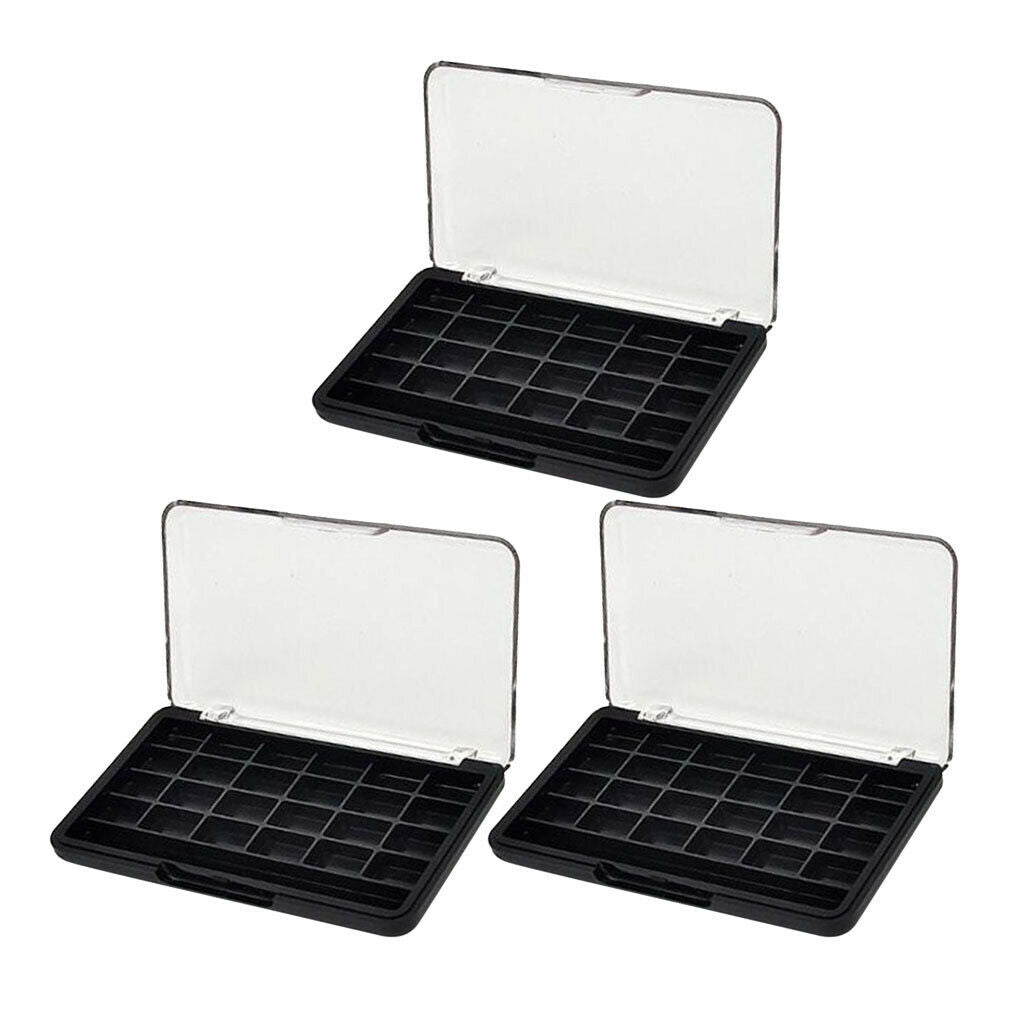 3 Packs Empty Plastic Eyeshadow Palette Box Clear Lid Blush Powder Case
