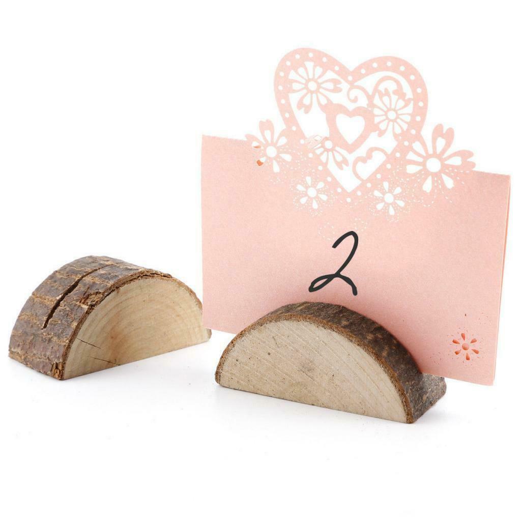 10 Pack Rustic Wooden Party Table Number Place Name Card Holder Memo Stand
