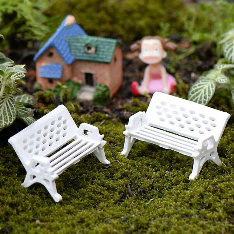 3Pcs Mini Bench Chairs Park Seat Garden Miniatures Micro Landscape Decora.l8