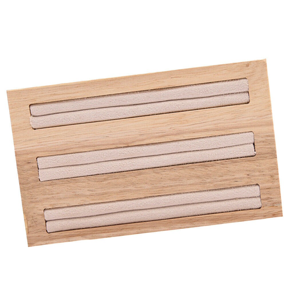2Pcs Natural Wooden Leather Jewelry Ring Display Stand Bracelet Holder Organizer