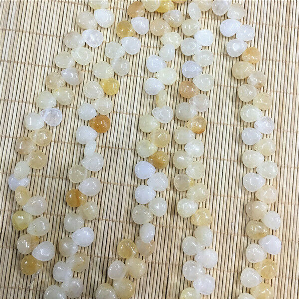1 Strand/33Pcs 12x10x5mm Natural Yellow Jade Teardrop Spacer Loose Beads HH483