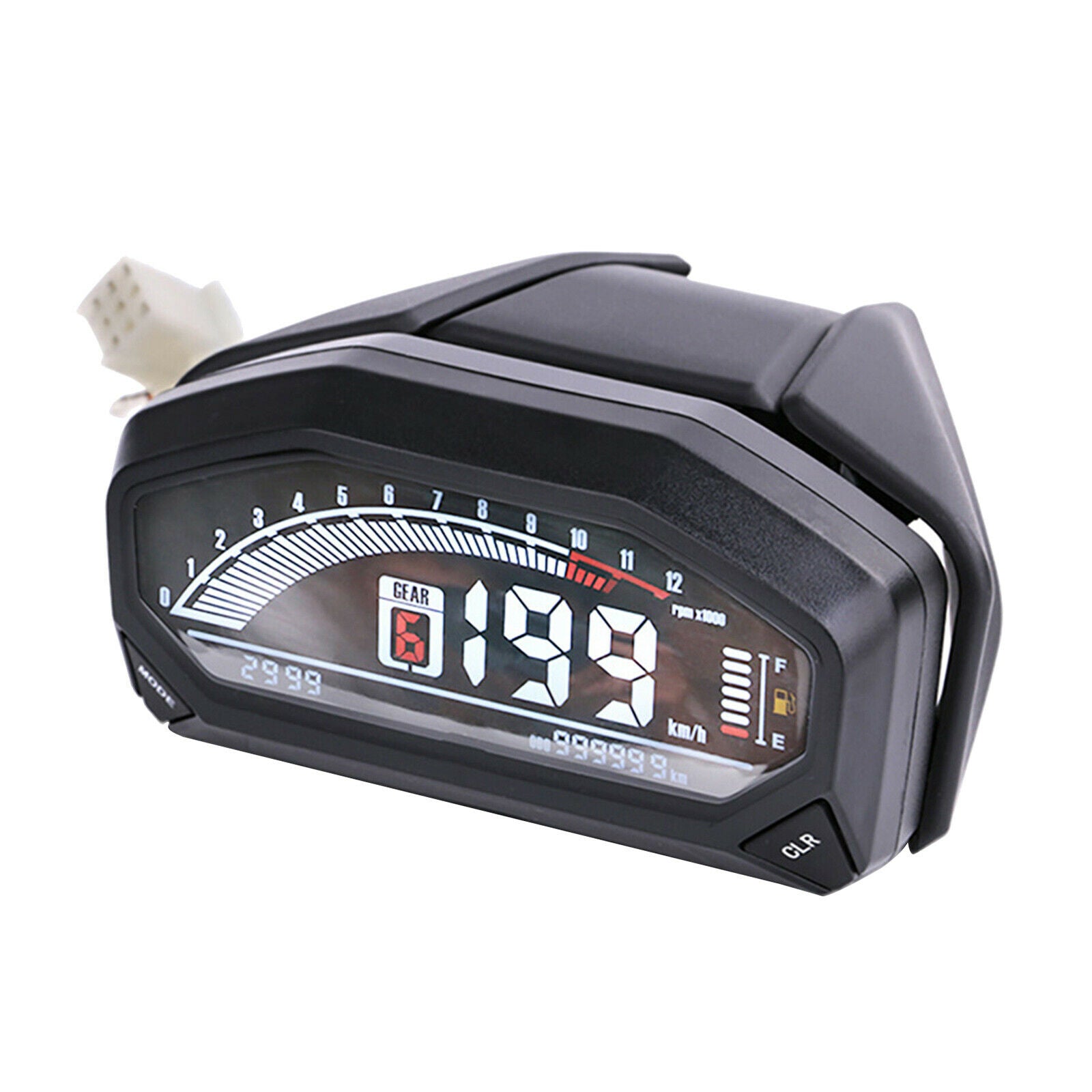 Motorcycle LCD Speedometer Digital Odometer 199km/h 1200 rpm 6 Gears Gauge