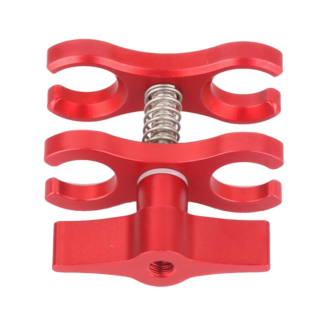 Aluminum Alloy Double Holes Diving Butterfly Ball Clamp Light Arm Clip Red