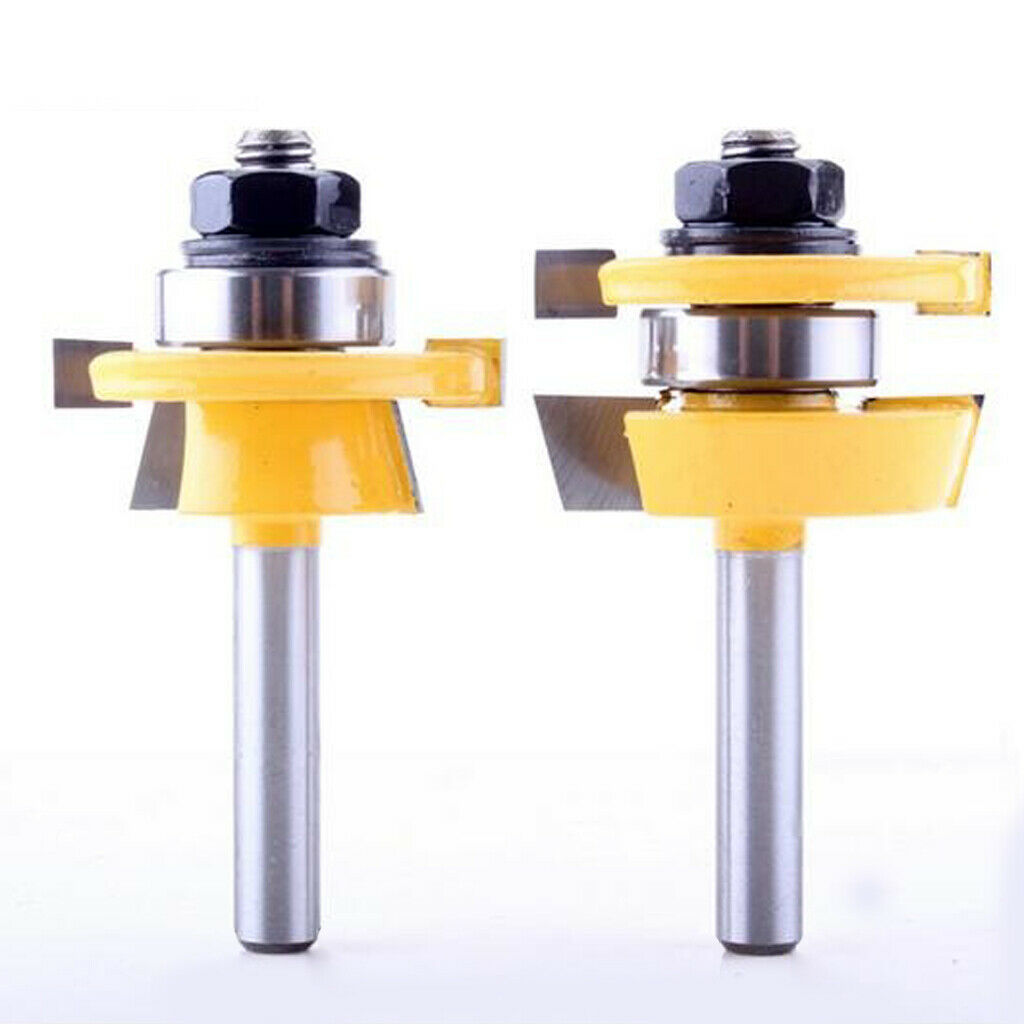 2Pcs 8mm Shank Matched Tongue and Groove Router Bit Woodworking Cutter Tools