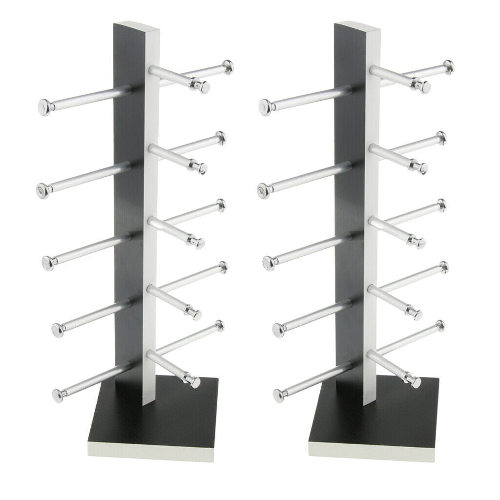 2X 5Layers Wood Sunglasses Display Stand Eyeglasses Shelves Black Wood Color