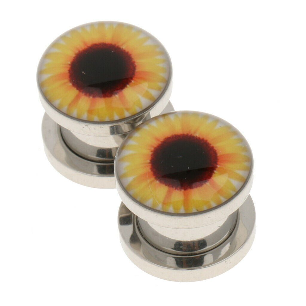 1 Pair Stainless Steel Ear Tunnels Plugs Screw Body Piercing 6mm