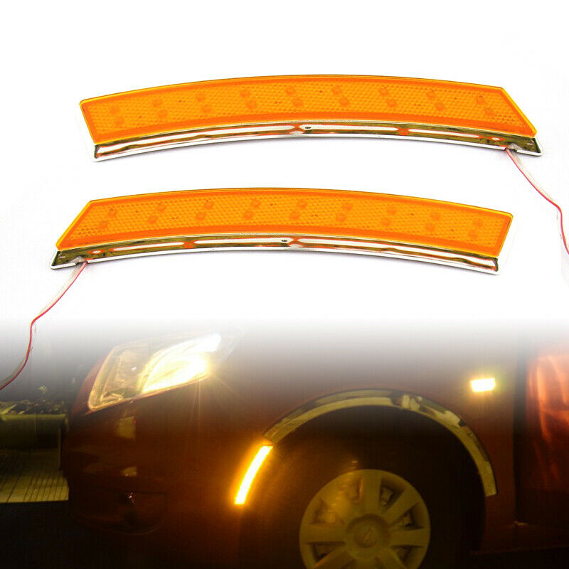 2X Car Side Wheel Eyebrow Turn Signal Indicator Yellow 18 LED Fog Daytime Lights