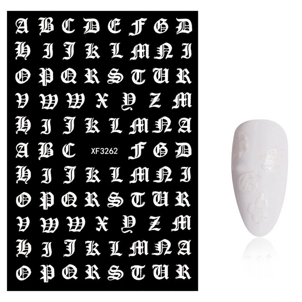 5 Colors Girls Diy Adhesive Nail Design Stickers Letters