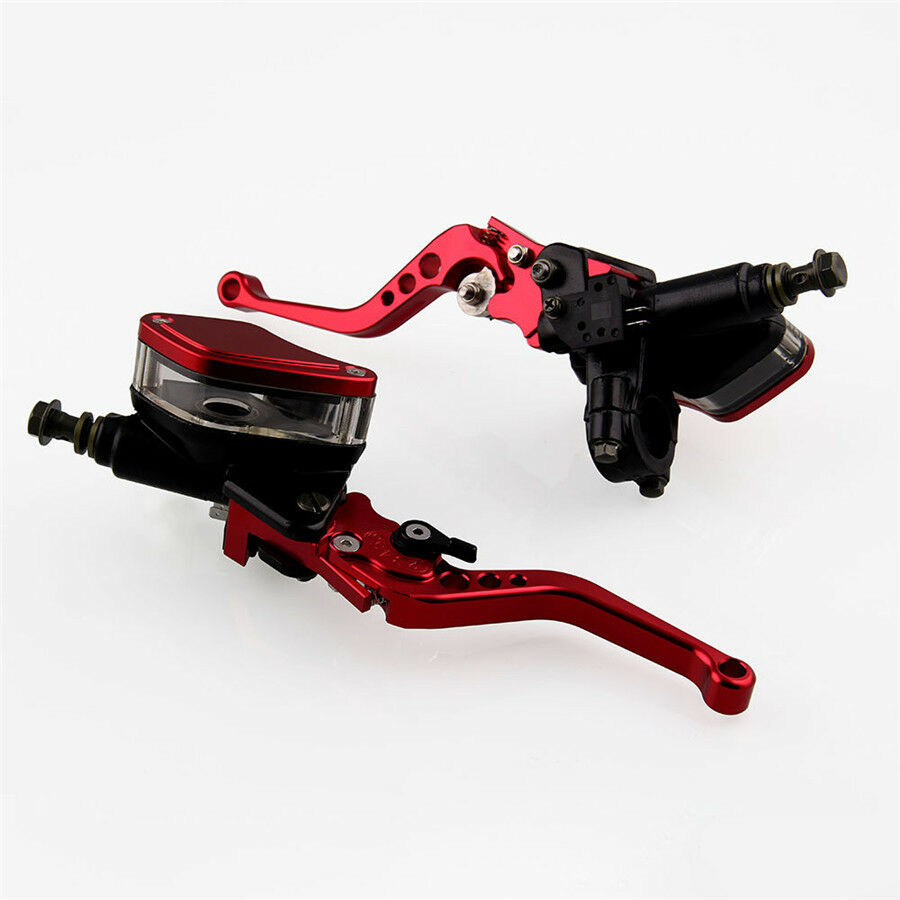 2X RED Motorcycle Clutch Brake Master Cylinder Kit Reservoir Levers Set 7/8"22mm