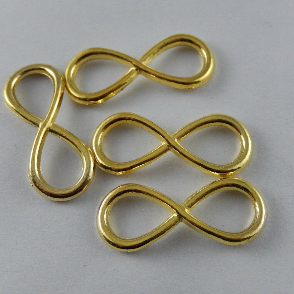 20 pcs  Golden Alloy Infinity Sign Pendant DIY Jewelry Making Connectors 31x13mm