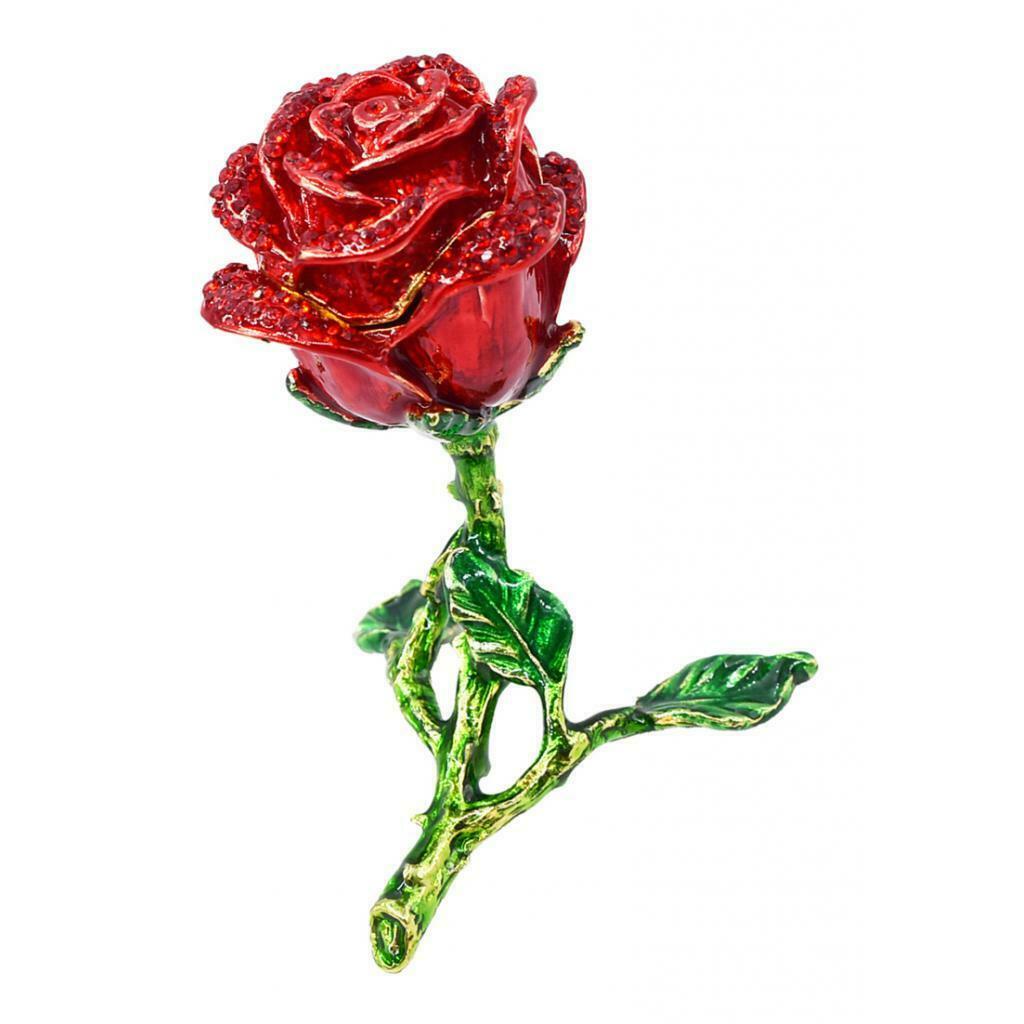 Red Rose Jewelry Box Gifts Display Case Room Arts Decor Xmas Table Ornament