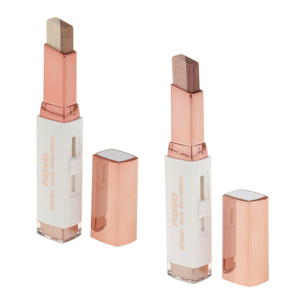 2Pcs Double Color Shimmer Eye Shadow Pen Long Lasting Eyeshadow Makeup Stick