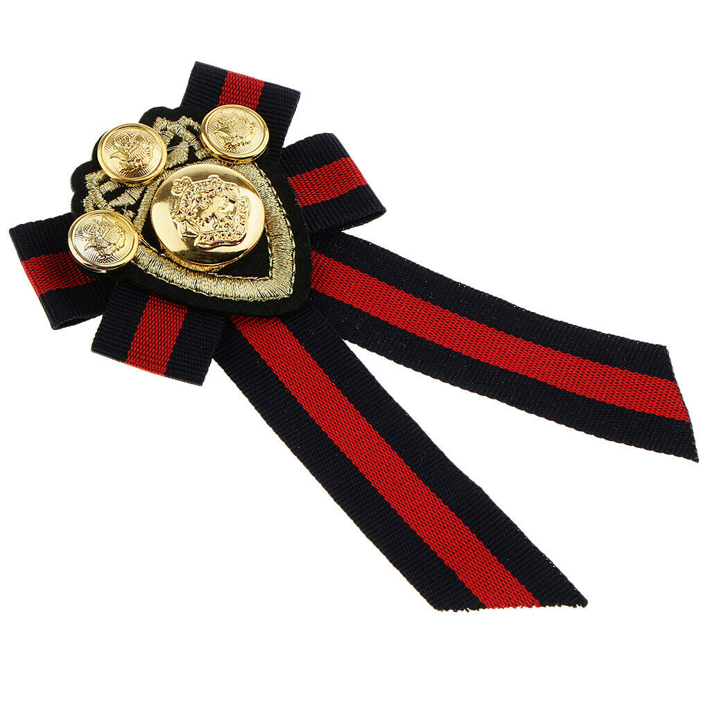 Pre-tied Bowknot Brooch Fabric Bow Tie Men Wome British Badge Stripe 4Pcs