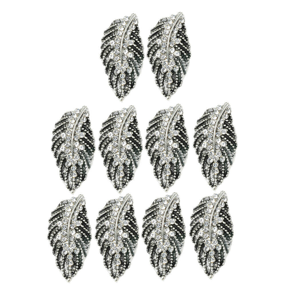 10pcs Flatback Crystal Rhinestone Leaf Wedding Decor Buttons Embellishments