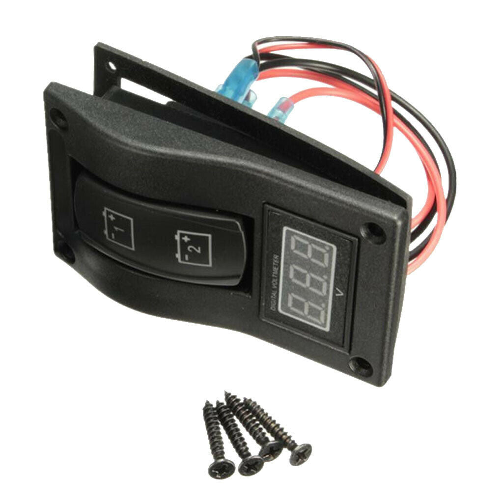 Car Dual Battery Test Panel Rocker Switch LED Voltmeter .