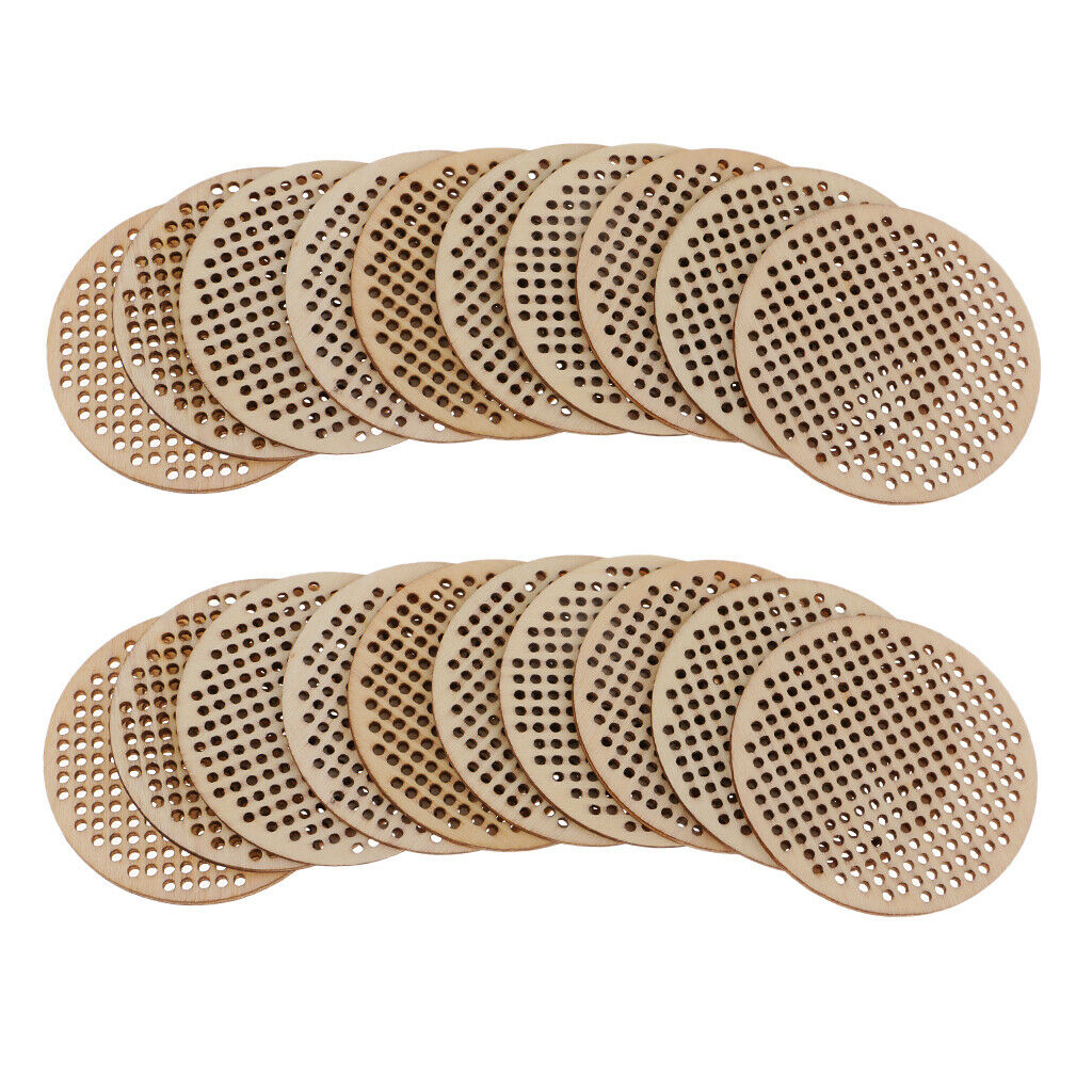 40Pcs Unfinished Hollow Oval Round Wood Coin Pendants for Home DIY Birthday