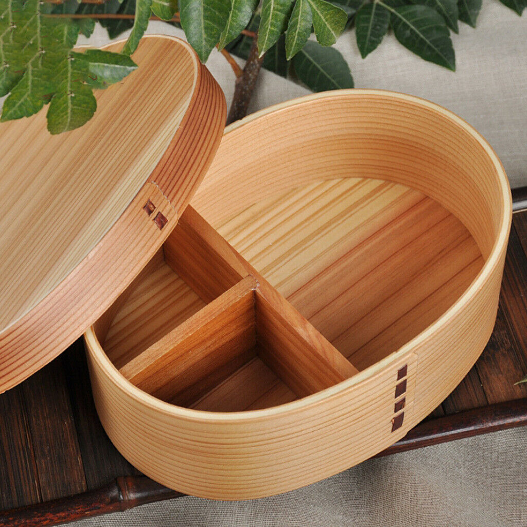 Natural Wood Lunch Box Food Appetizer Container Portable Japanese Style