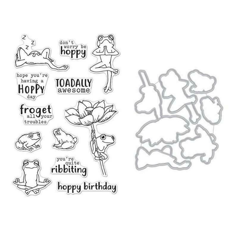 Frog Seal Stamp with Cutting Dies Stencil DIY Scrapbooking Embossing Photo Album