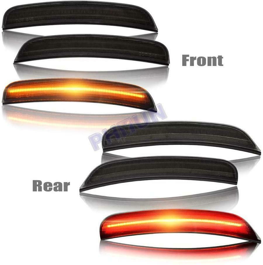 4x LED Side Marker Lamp Light Amber Red Smoke Lens For Dodge Charger 2015-2019