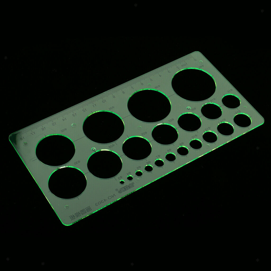 Plastic Circles Template Drawing Ruler Stencil Students Exam Measuring Tools