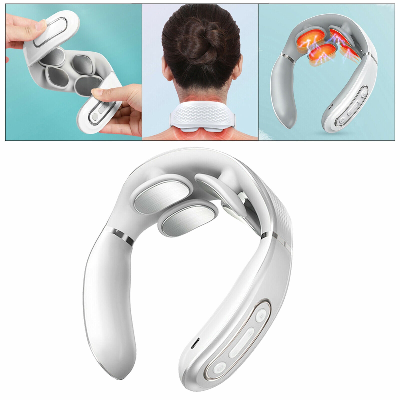 Electric Neck Massager 5 Modes Wireless Relaxation Home Office Car Use USB