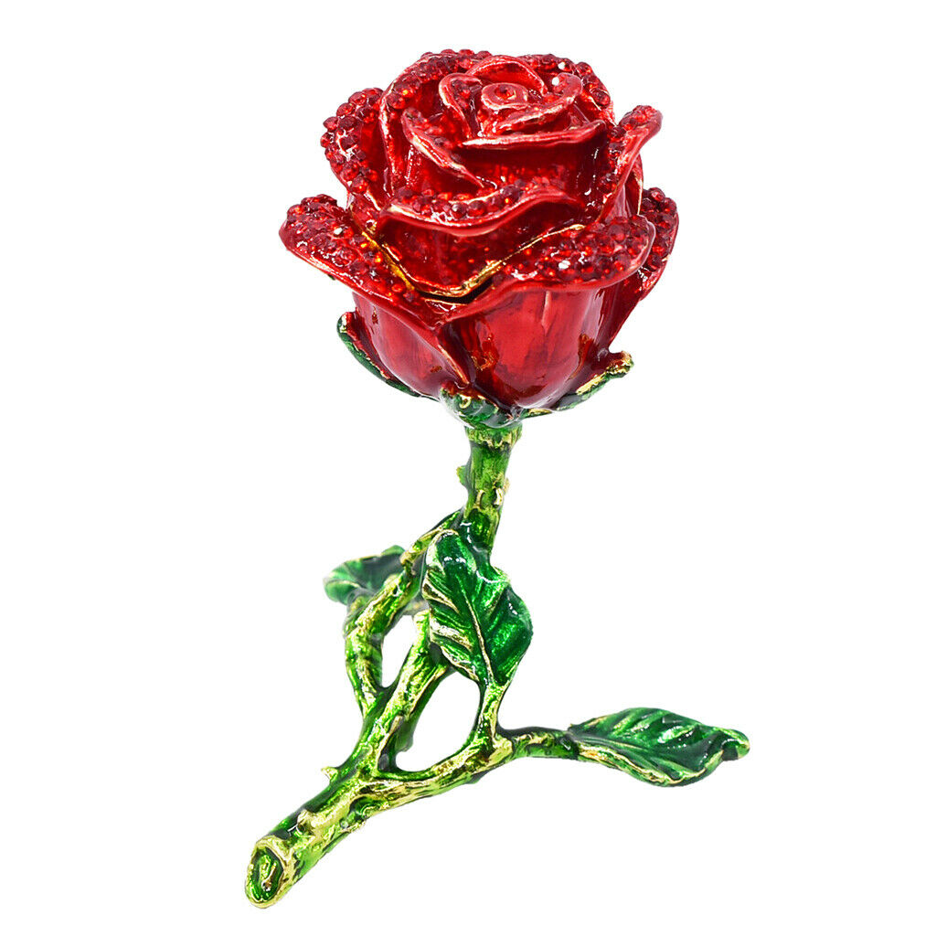 Red Rose Jewelry Box Gifts Display Case Room Arts Decor Xmas Table Ornament