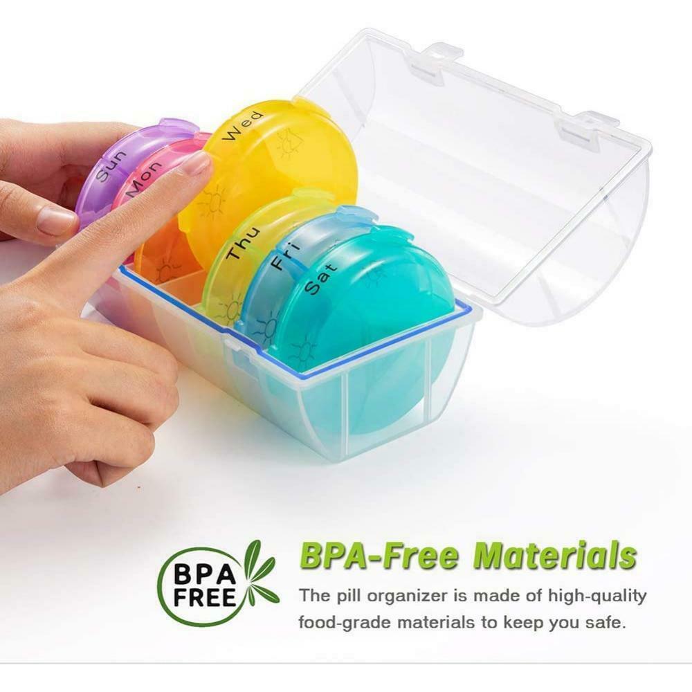 Weekly Round Organizer Pill 7 Day 3 Times A Day Case Containers