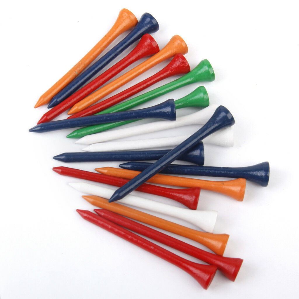 Mixed Colors Wooden Golf Tees - Pack of 200 - 83mm (3 1/4") Golfer Aids Gift