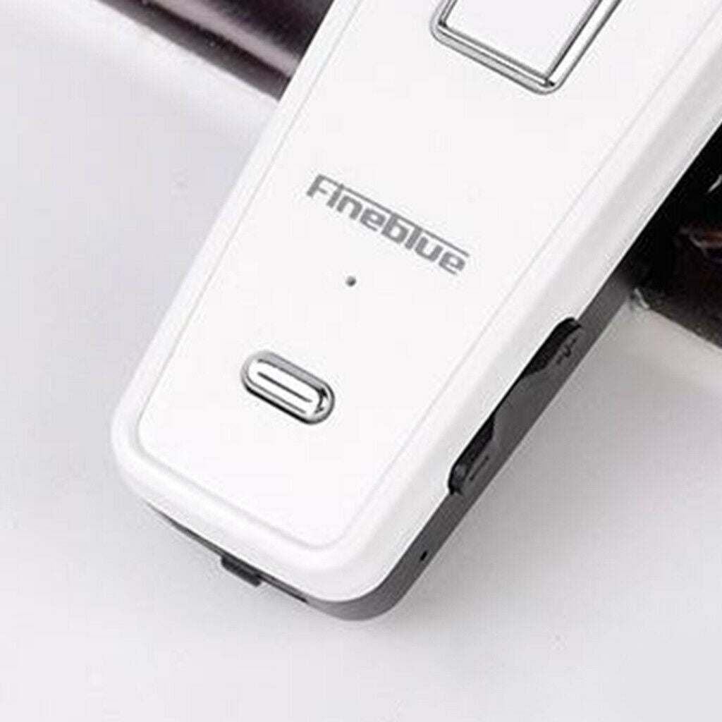 Fineblue Retractable Bluetooth Headset Clip Business Earphone with Mic White