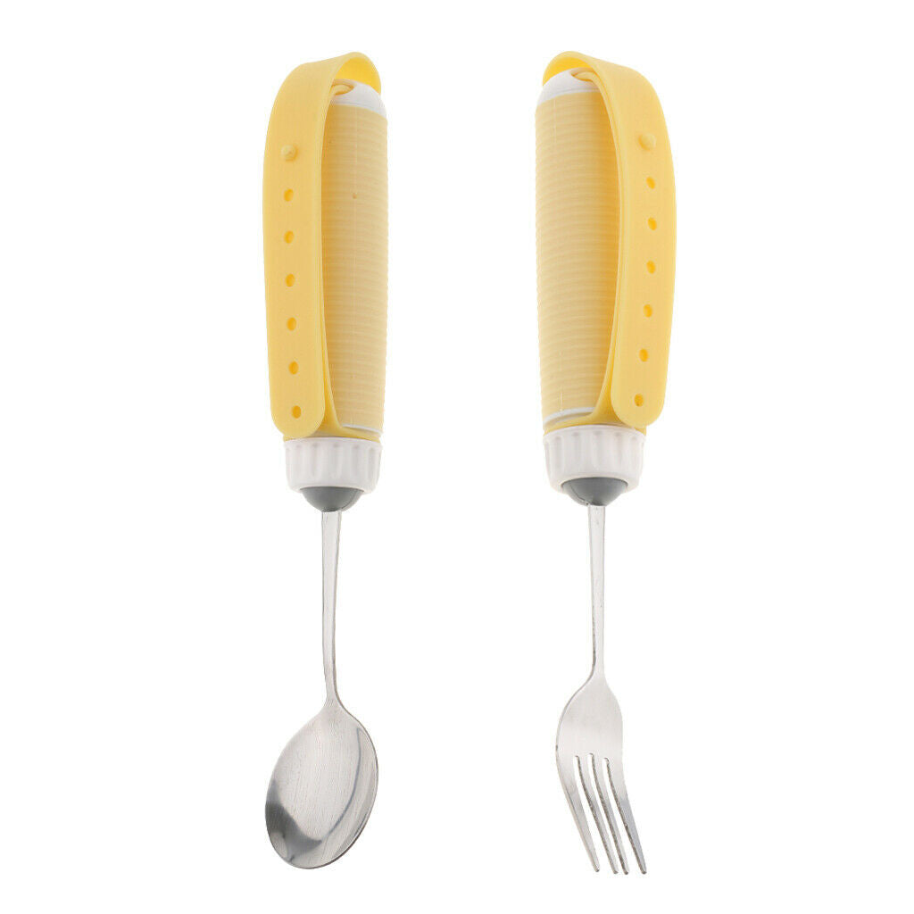Comfortable Grip Utensil Eating Aids Spoon Fork Set - Suit for hand spasm,