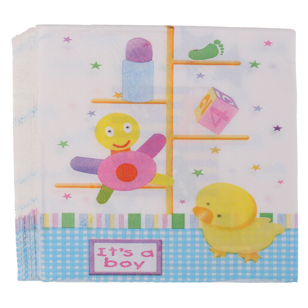 20pcs Disposable Paper Baby Duck Bottle Napkins Party Baby Shower Tableware