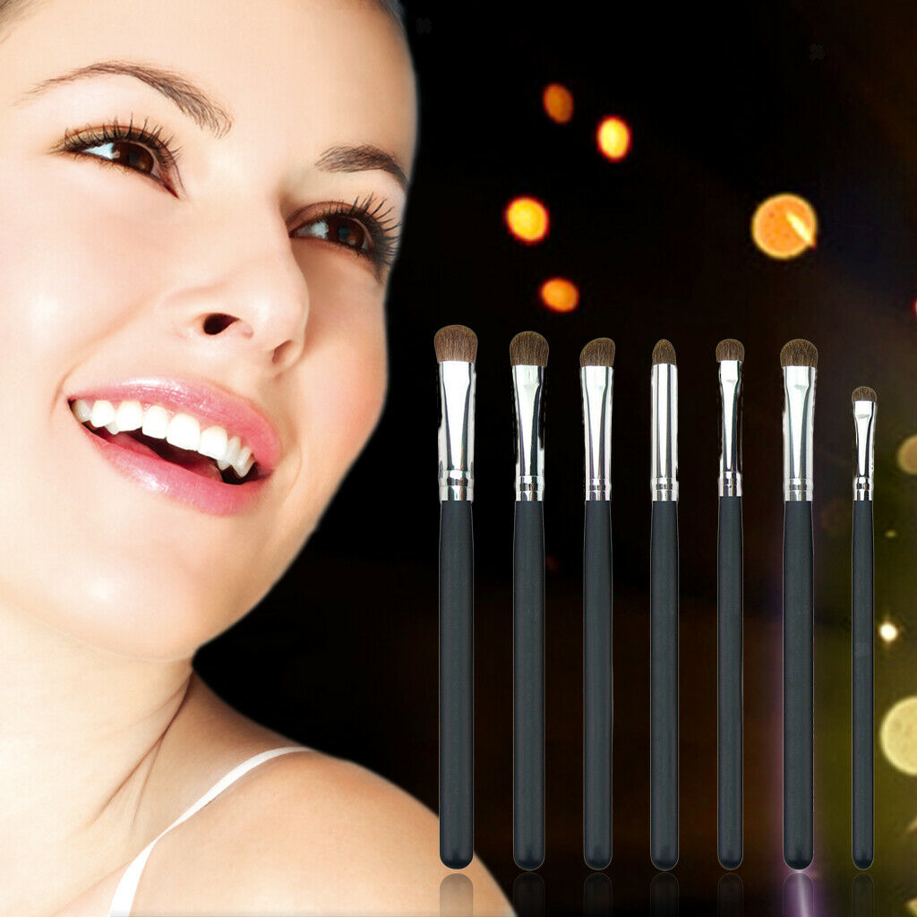 7Pcs Portable Travel Angled Eye Makeup Brushes Eyeshadow Brow Shading Brush