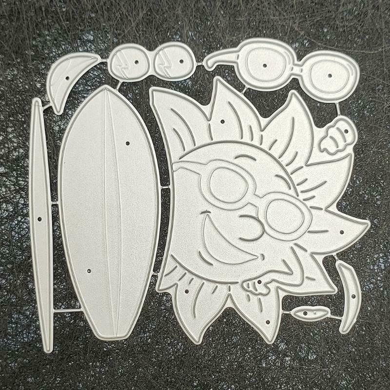 Surfboard Sun with Sunglasses Carbon Steel Cutting Dies DIY Scrapbooking Photo
